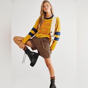 Free People Midnight Rider Varsity Letter Long Sleeve Tee L Shirt NWT Cotton